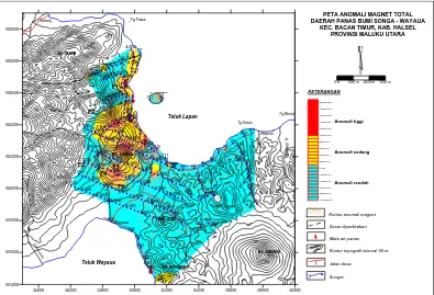 Gambar  5. Peta Anomali Magnet Total Daerah Songa-Wayaua 