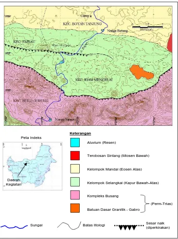 Gambar 2  Peta Geologi Daerah Boyan Tanjung Dan Sekitarnya Kabupaten Kapuas Hulu, Kalimantan Barat  