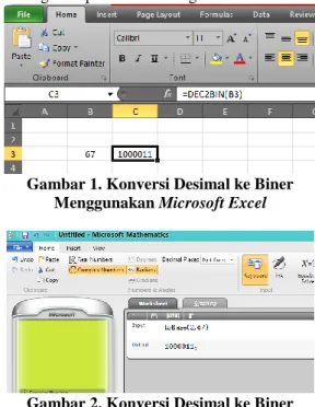 Gambar 3. Konversi Bilangan Desimal ke Oktal  Menggunakan Microsoft Excel 