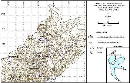 Gambar 3.  Peta Lokasi Pemercontoan daerah Roko, Kab. Halmahera, Prov. Maluku Utara