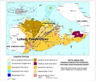 Gambar 1. Peta Lokasi Eksplorasi Endapan Mangan di Kab. Sumbawa, Provinsi NusaTenggara Barat  
