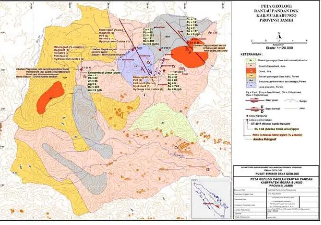 Gambar 2. Peta geologi daerah Rantaupandan,Muara Bungo,Jambi 