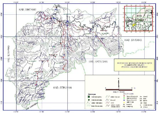 Gambar 3. Peta Lokasi Bahan Galian Non Logam di Kabupaten Melawi   