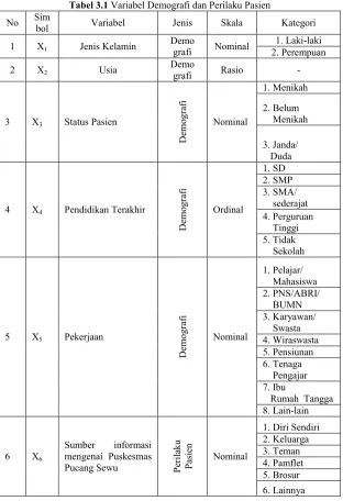 Tabel 3.1 Variabel Demografi dan Perilaku Pasien 