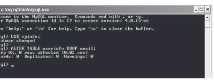 Figure 2-16 Dropping a field from a table Figure 2-17 As you can see, the email field has now been removed.