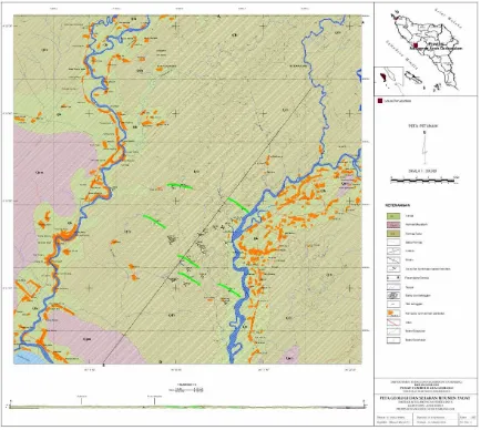Gambar 2: Peta Geologi dan Sebaran Bitumen Padat daerah Meulaboh, Aceh Bara