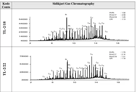 Gambar 7. Sidikjari Gas Chromatography Ekstrak Bitumen dari Inti Bor TL-2  