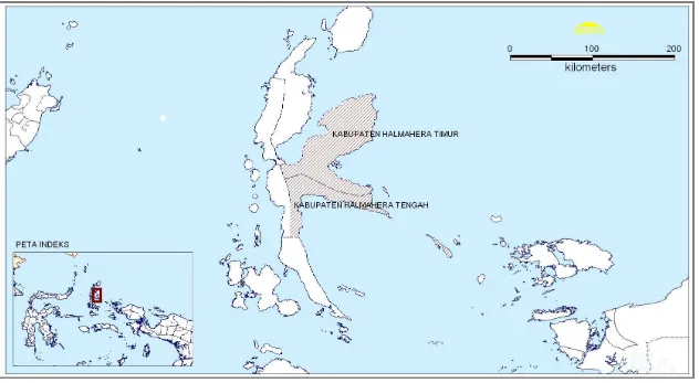 Gambar 1. Peta Lokasi Kabupaten Halmahera Timur dan Kabupaten Halmahera Tengah 