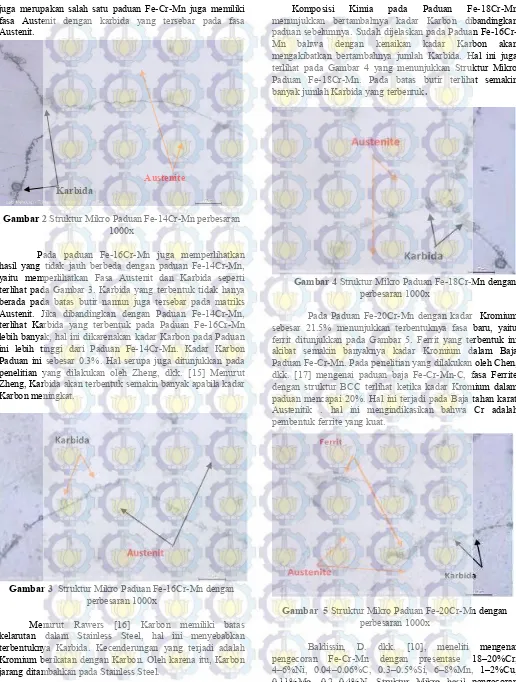 Gambar 2 Struktur Mikro Paduan Fe-14Cr-Mn perbesaran 