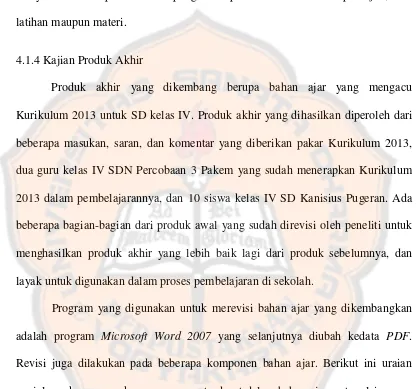 gambar pada materi dan perbaikan tulisan. Sementara pada segi isi tidak ada revisi 