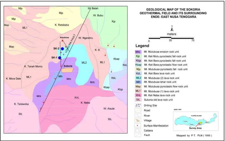 Gambar 2. Peta lokasi pengeboran sumur eksplorasi SR-1,  lapangan panas bumi Mutubusa – Sokoria, Kab