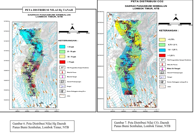 Gambar 7. Peta Distribusi Nilai CO2 Daerah Panas Bumi Sembalun, Lombok Timur, NTB 