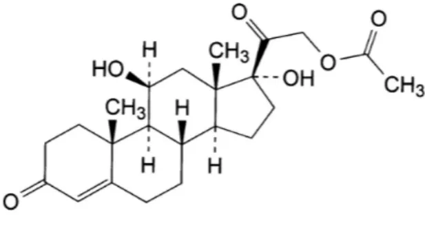 Gambar 1. Struktur molekul  hidrokortson asetat (-BP, 2007)