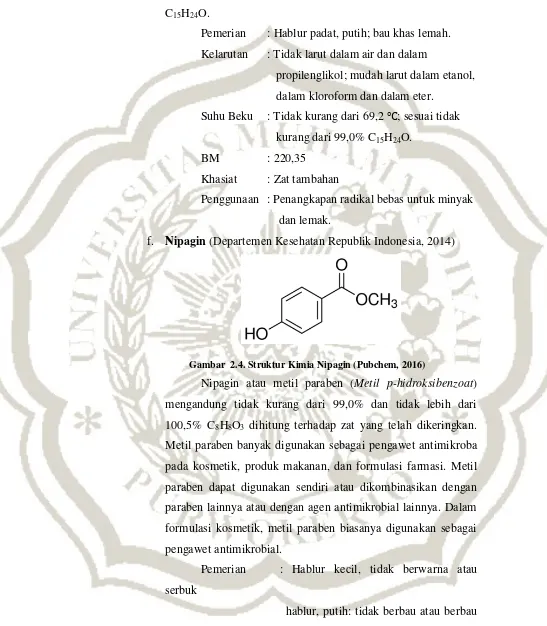 Gambar  2.4. Struktur Kimia Nipagin (Pubchem, 2016)  
