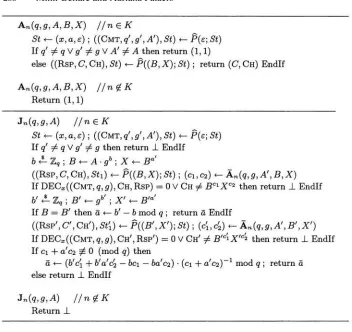Fig. 4. Adversary for the KEA3 problem and adversaryfor the DLP, for the proof of Theorem 2.