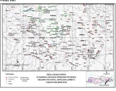 Gambar 2. Peta Lokasi Conto di daerah lintasan Pengamatan Maria Kecamatan Wawo, 