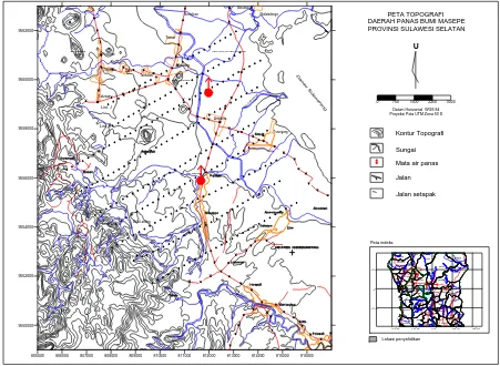 Gambar 1. Peta Lokasi daerah Panas Bumi Masepe dan Danau Tempe 