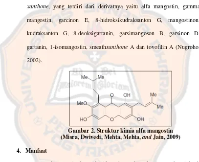 Gambar 2. Struktur kimia alfa mangostin  