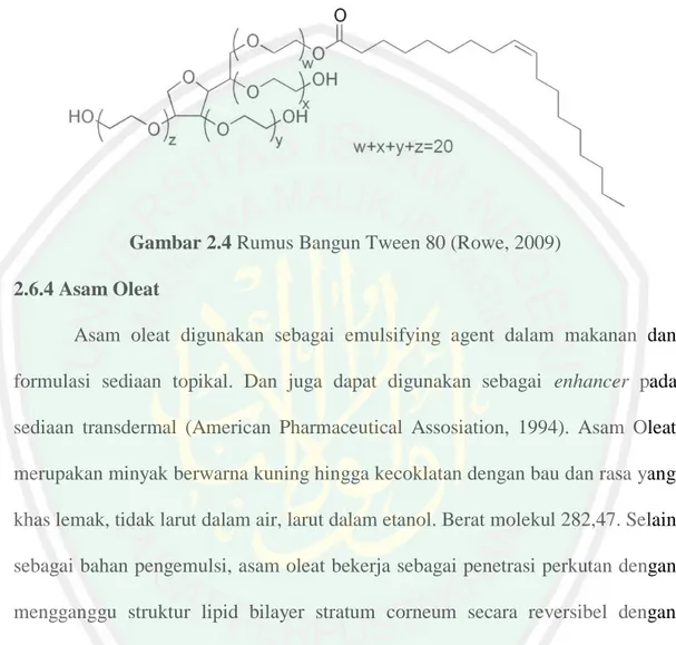 Gambar 2.4 Rumus Bangun Tween 80 (Rowe, 2009)  2.6.4 Asam Oleat 