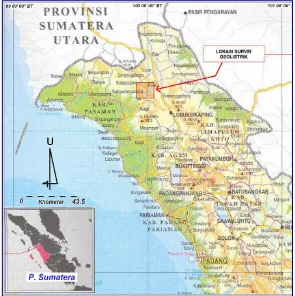 Gambar 1. Peta Lokasi Survei Geolistrik Tahanan Jenis di Daerah Panas Bumi Cubadak, 
