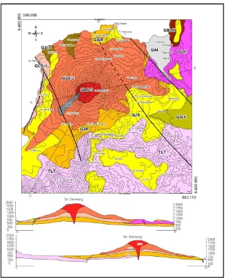 Gambar 2. Peta geologi daerah panas bumi Danau Ranau 