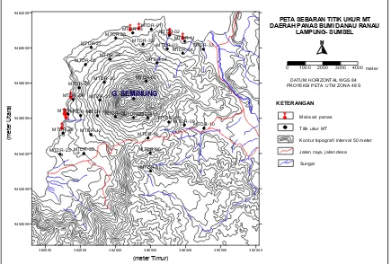 Gambar 3. Peta sebaran mata air panas daerah panas bumi Danau Ranau 