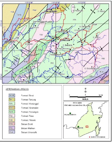 Gambar 2. Peta geologi regional daerah Sungaipinang.  
