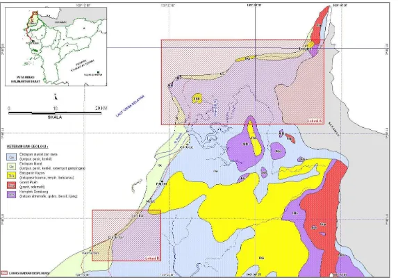 Gambar 2. Peta Geologi daerah Kecamatan Paloh dan Sekitarnya, Kabupaten Sambas, Provinsi Kalimantan Barat