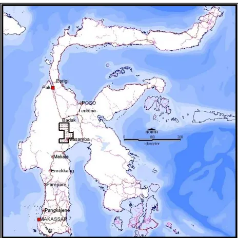 Gambar 1. Lokasi prospeksi logam mulia, di Kecamatan Rampi dan sekitarnya, Kabupaten 