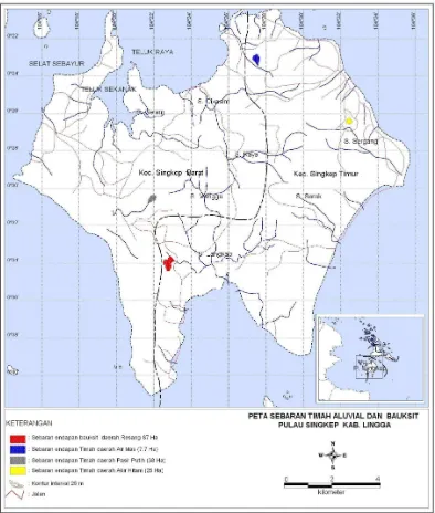 Gambar 3.2. Peta sebaran Timah dan Bauksit di Pulau Singkep Kabupaten Lingga. 