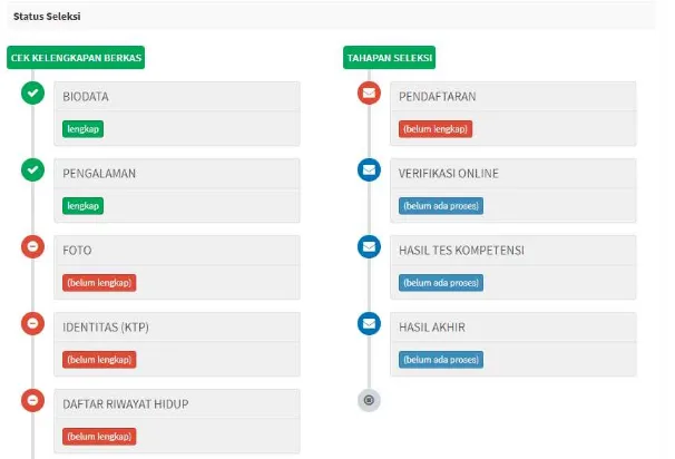 Gambar 15. Tampilan Status Seleksi 