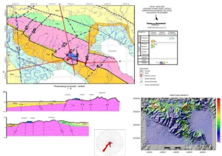 Gambar 2. Peta geologi dan analisis  fracture density di daerah Lainea  