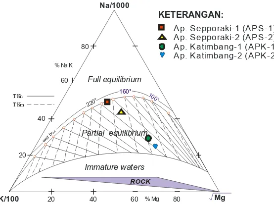 Gambar 3  Diagram segitiga Cl-SO4-HCO3 air panas Sepporaki dan Matangnga 