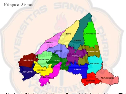 Gambar 3. Peta Kabupaten Sleman (Pemerintah Kabupaten Sleman, 2013) 