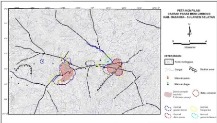 Gambar 11  Peta kompilasi anomali survei aliran panas dengan anomali geokimia merkuri 