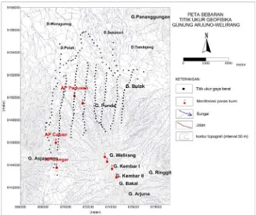 Gambar 2. Peta geologi daerah Gunung Arjuno-Welirang (modifikasi dari peta geologi daerah panas bumi Arjuno-Welirang, Survei Terpadu, 2010) 