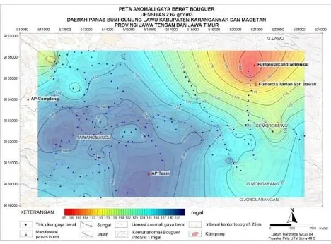 Gambar 8. Peta anomali Bouguer daerah panas bumi G. Lawu 