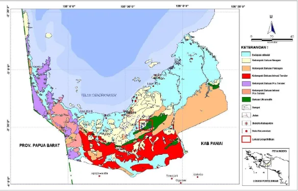 Gambar 2. Peta geologi dan mineralisasi daerah penyelidikan 