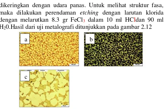 Gambar 2.11 setelah dilakukan ekstursi; (a) gambar brightfield, (b) gambar  Hasil uji metalografi material paduan Cu-Zn darkfield, dan (c) gambar dari mikroskop cahaya 