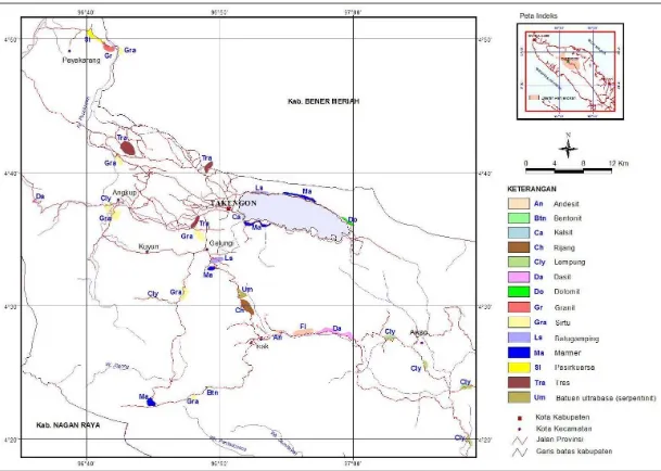 Gambar 1. Peta Sebaran Bahan Galian Non Logam di Kabupaten Aceh Tengah 