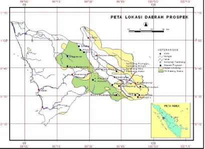 Gambar 1. Daerah prospek di daerah Kabupaten Mandailing Natal