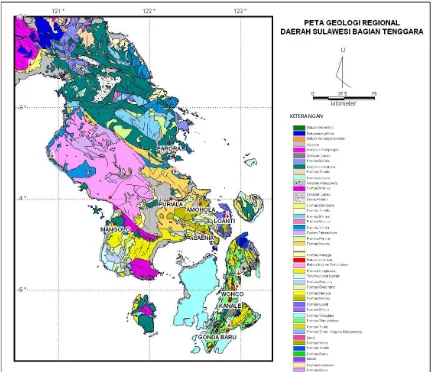 Gambar 3.  Peta Geologi Regional Sulawesi Bagian Tenggara