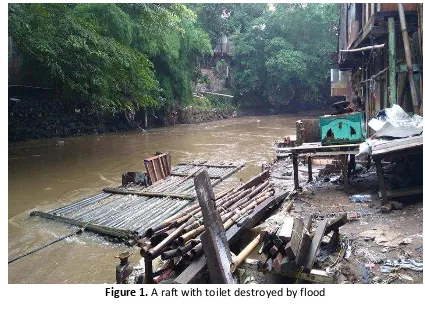 Figure 1. A raft with toilet destroyed by flood 