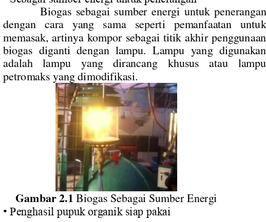 Gambar 2.1  Biogas Sebagai Sumber Energi 