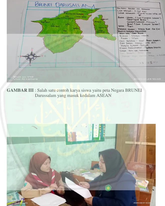 GAMBAR III : Salah satu contoh karya siswa yaitu peta Negara BRUNEI                               Darussalam yang masuk kedalam ASEAN 