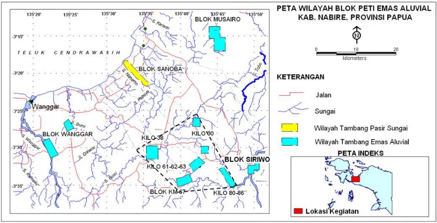 Gambar 3. Peta Lokasi Pengambilan Conto di Daerah Kabupaten Nabire dan sekitarnya