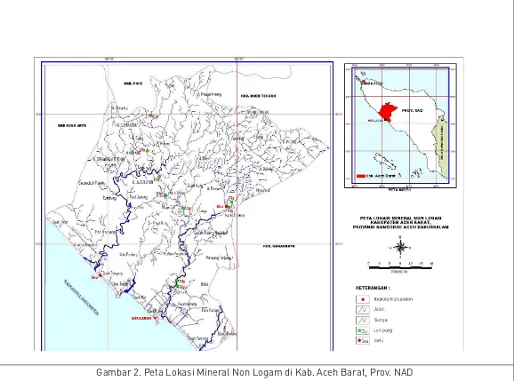 Gambar 2. Peta Lokasi Mineral Non Logam di Kab. Aceh Barat, Prov. NAD