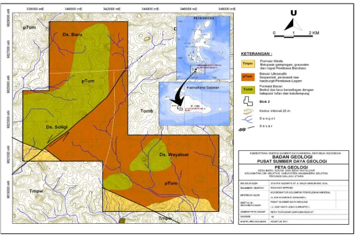 Gambar 5. Peta Geologi Desa Wayaloar, Kecamatan Obi Selatan, Kabupaten Halmahera Selatan, Provinsi Maluku Utara