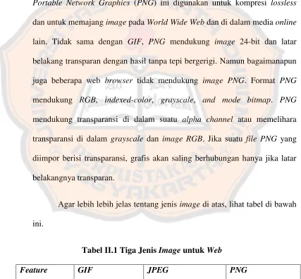 Tabel II.1 Tiga Jenis Image untuk Web
