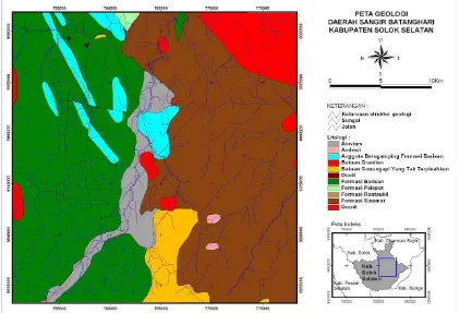 Gambar 3. Peta geologi daerah Sangir Batanghari